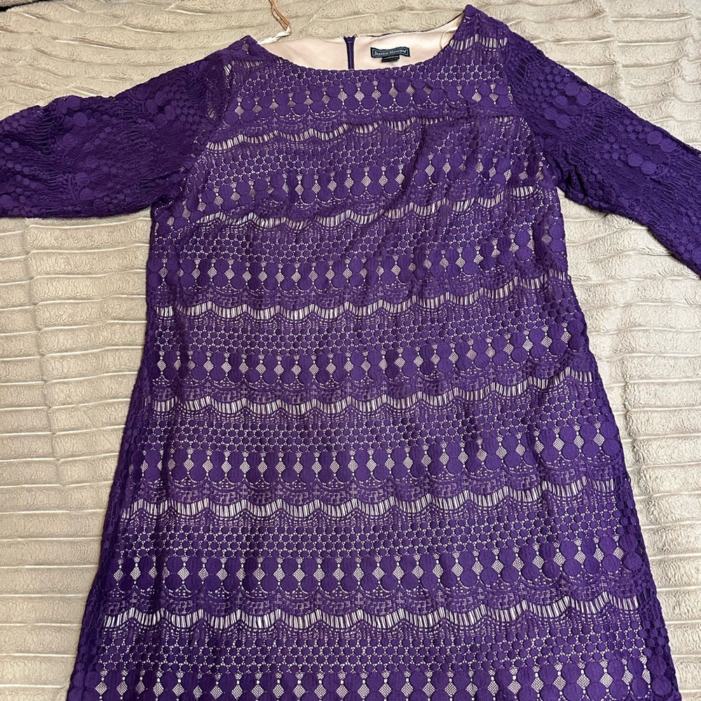 Jessica Howard Purple Long Sleeve Lace Dress